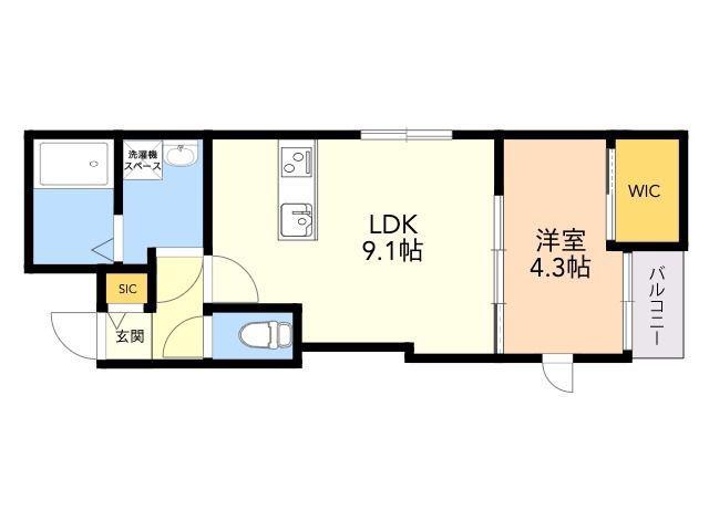 ルノーア寺塚(1LDK/1階)の間取り写真
