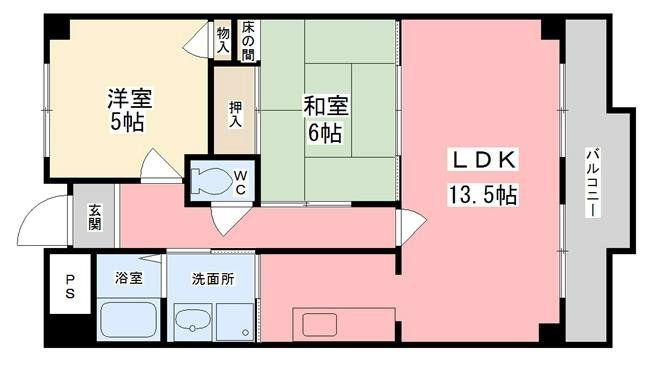 ノールボアーII(2LDK/3階)の間取り写真