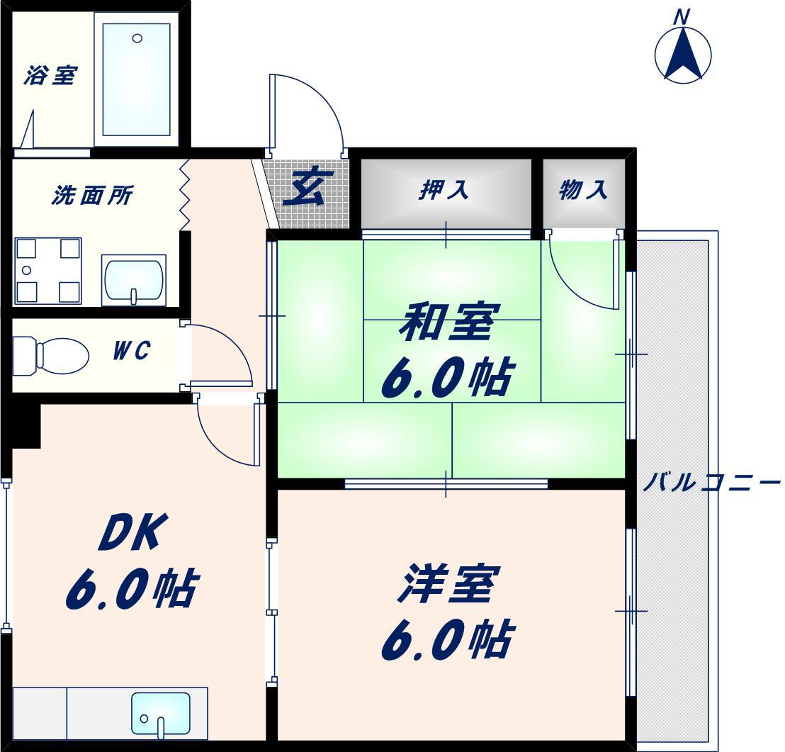 川上コーポラス(2DK/1階)の間取り写真