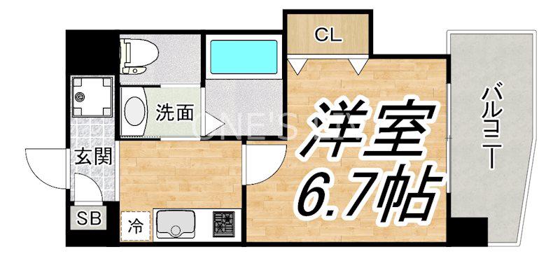 LUXEドーム前II(1K/9階)の間取り写真