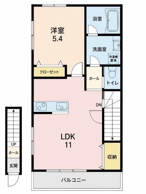 アル・羽ノ浦B(1LDK/2階)の間取り写真