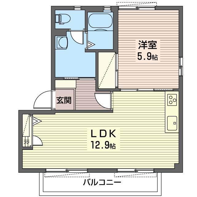 コスモパレス昴 I(1LDK/2階)の間取り写真