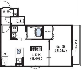 MAISON CALME(1LDK/1階)の間取り写真