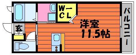 プレインパインA棟(ワンルーム/2階)の間取り写真