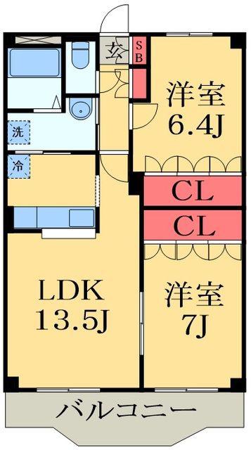 グレイスヴィラ(2LDK/1階)の間取り写真