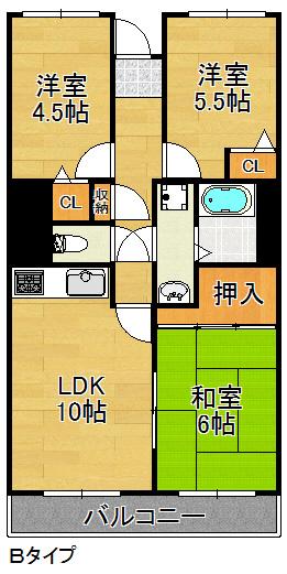 南海泉佐野ビルサザンコート泉佐野(3LDK/6階)の間取り写真