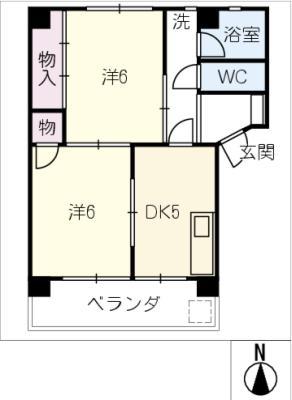 各務原ハイツ(2DK/1階)の間取り写真