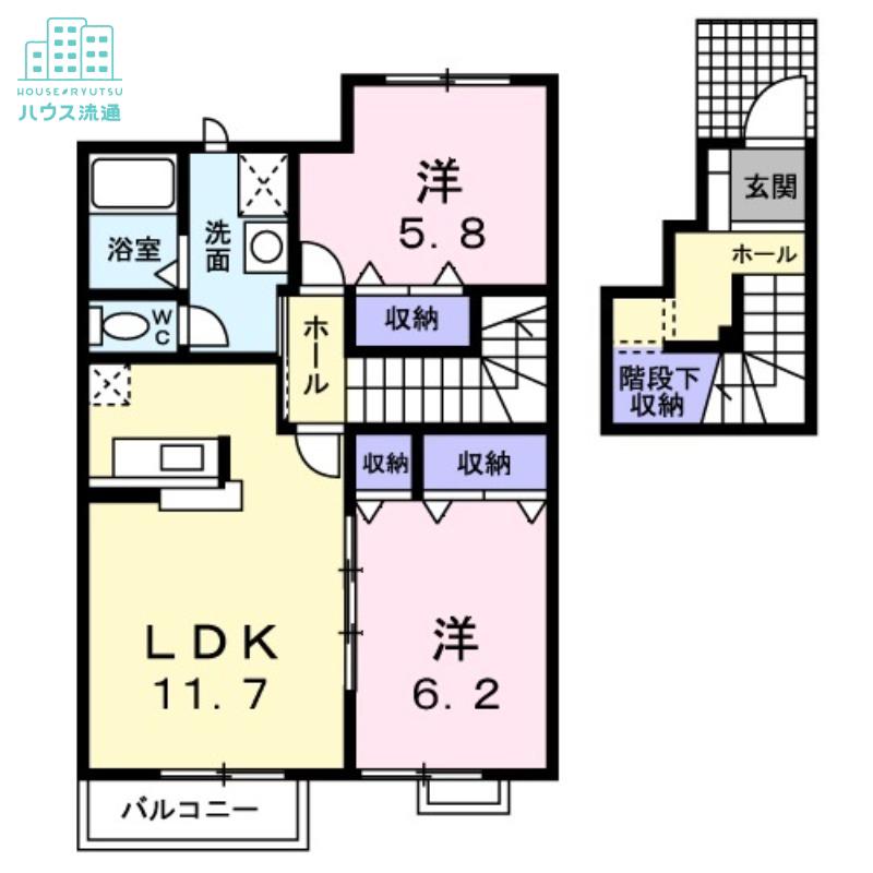 リバティ(2LDK/2階)の間取り写真