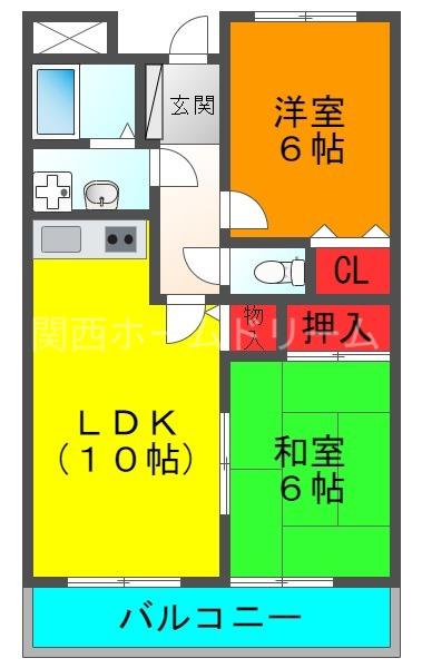 グレイシィーK.Y(2LDK/4階)の間取り写真