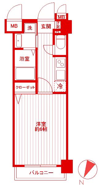 グリフィン横浜・桜木町参番館(1K/11階)の間取り写真