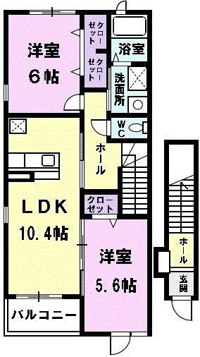 ネオブローテ(2LDK/2階)の間取り写真