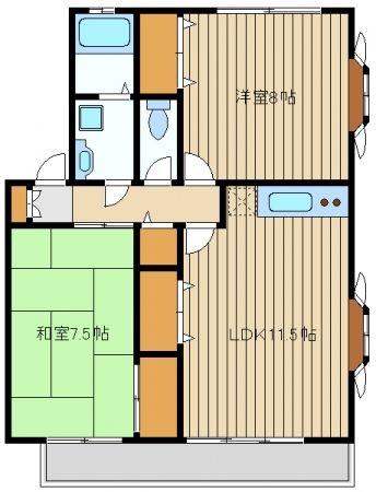 リベール(2LDK/2階)の間取り写真