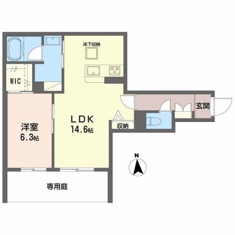 シャルール メゾン(1LDK/1階)の間取り写真
