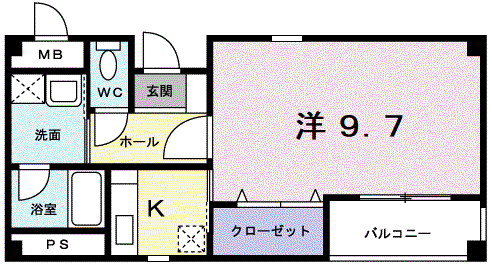 クレール布田(1K/1階)の間取り写真