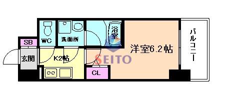 ORSUS大阪福島(1K/12階)の間取り写真