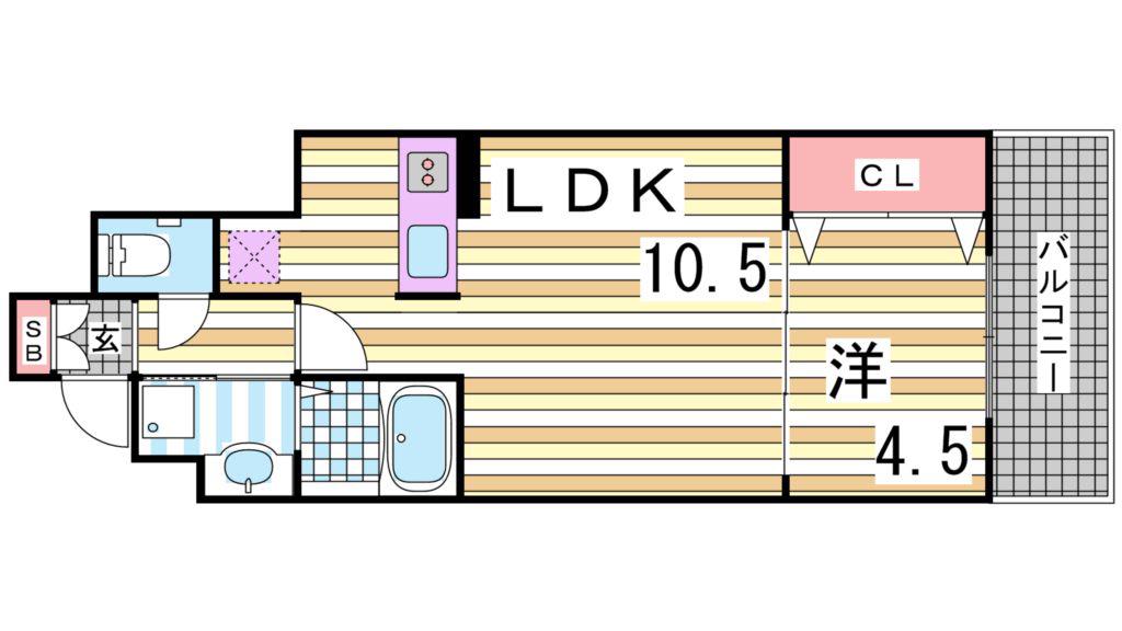 アドバンス三宮ウィングロード(1LDK/7階)の間取り写真