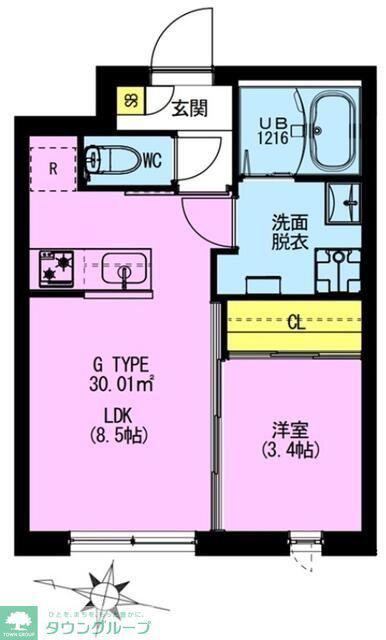 ADORE URBAN大森町A(1LDK/4階)の間取り写真