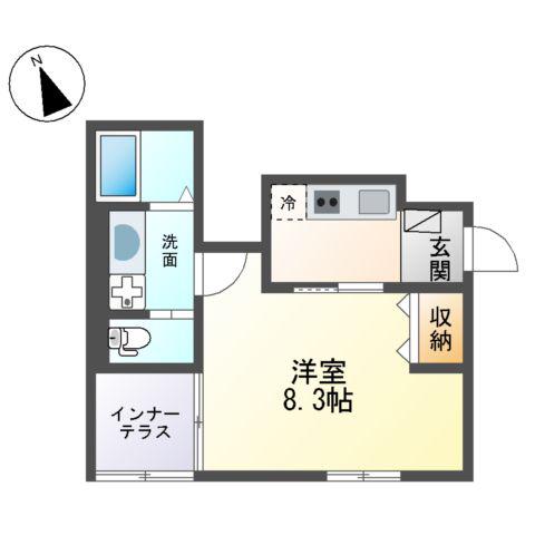 ヴィラ アズールA(1K/1階)の間取り写真