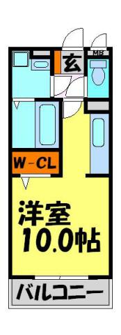 ベルビー宝塚(1K/2階)の間取り写真