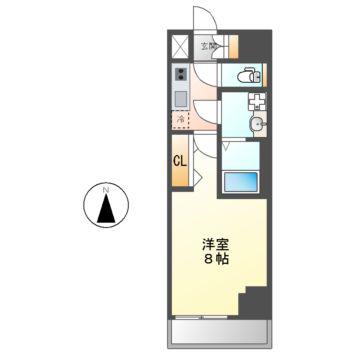 S-RESIDENCE高岳BRESA(1K/13階)の間取り写真