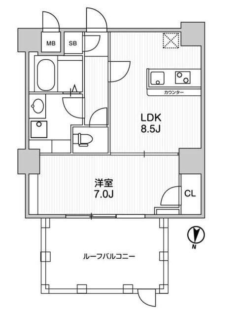 タスキリシェス新宿山吹町(1LDK/8階)の間取り写真