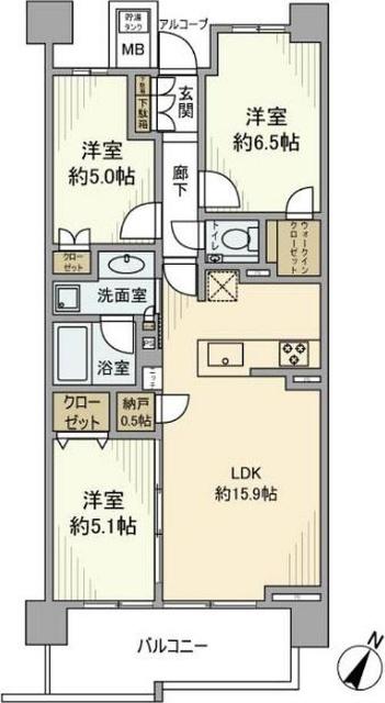 プラウドシティ新川崎(3LDK/2階)の間取り写真