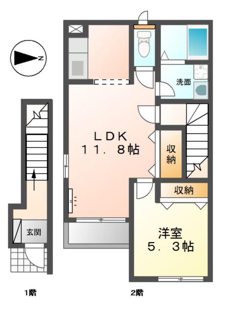 フエンテ(1LDK/2階)の間取り写真