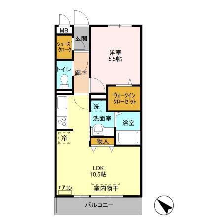オズシティ(1LDK/2階)の間取り写真