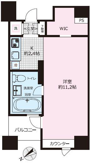 BLUE(1K/5階)の間取り写真