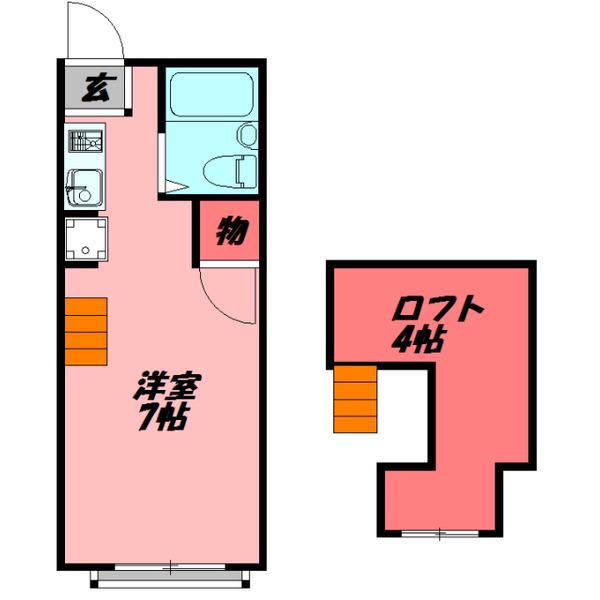 ハイツヴィラ(ワンルーム/2階)の間取り写真
