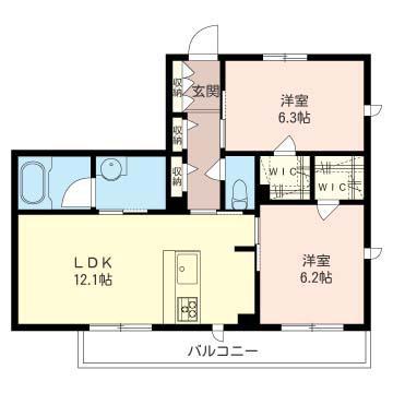 SERENA VILLA(2LDK/3階)の間取り写真