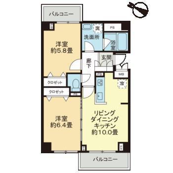 MAISON SENKI HATSUDAI(2LDK/3階)の間取り写真