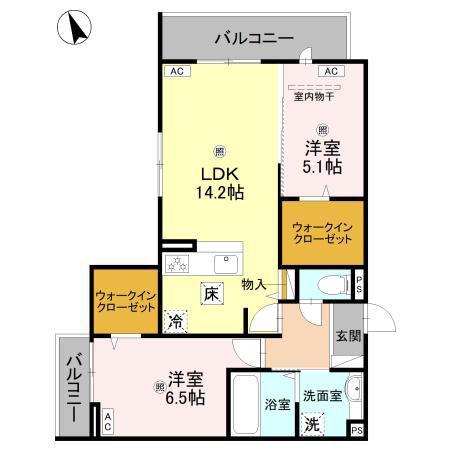 BORD DU LAC SOERI ボーデュラックソエリ(2LDK/1階)の間取り写真