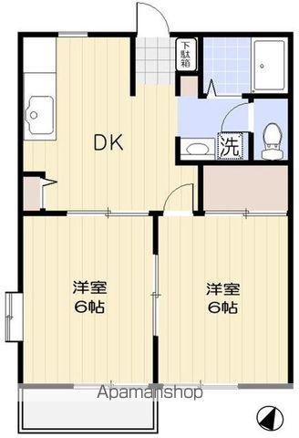 若竹ハイツA(2K/2階)の間取り写真