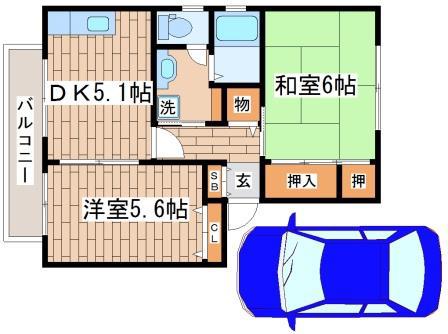 ディアス須磨山手(2DK/2階)の間取り写真