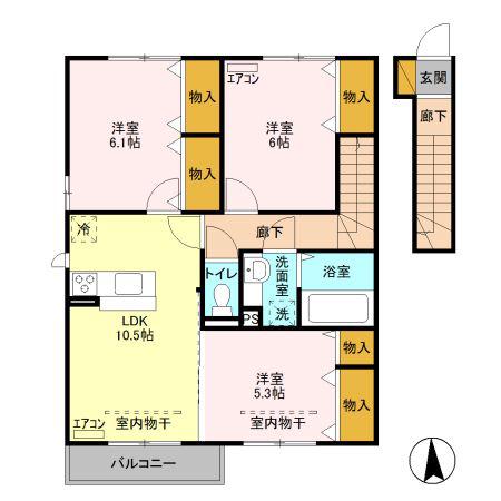グレース ラパン(3LDK/2階)の間取り写真