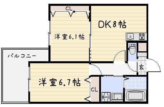 フェルト515(2DK/3階)の間取り写真