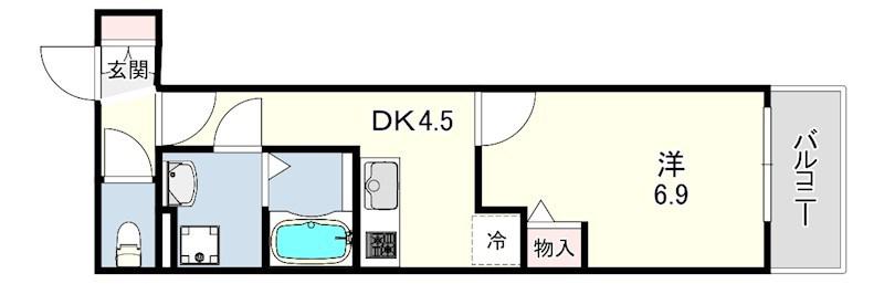 クレアール塚口Ⅱ(1DK/1階)の間取り写真