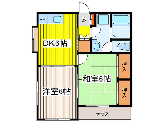 第2東ハイツ(2DK/1階)の間取り写真