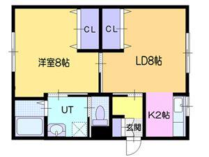 ハイツ翔(1LDK/2階)の間取り写真