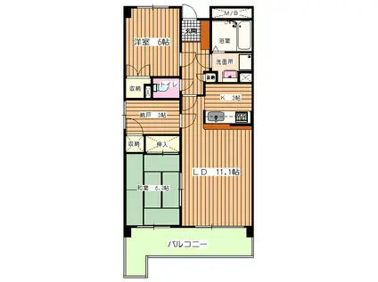 コウジィーコート(2LDK/3階)の間取り写真