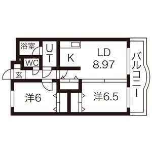 ライプン(2LDK/5階)の間取り写真