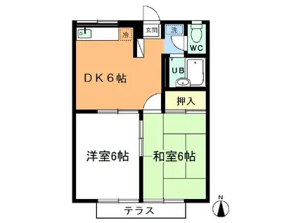 ドミール真洋2号館(2DK/2階)の間取り写真