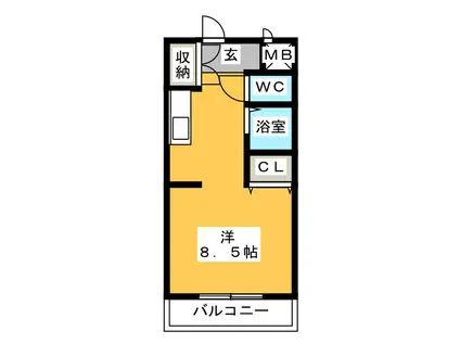 アバンダント鹿谷(ワンルーム/3階)の間取り写真