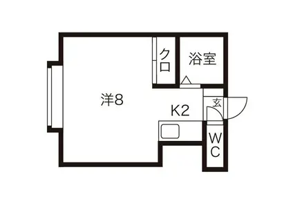 パステル北郷A(1K/2階)の間取り写真