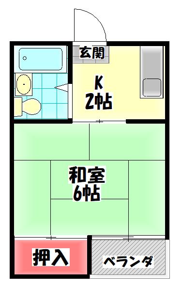 戎マンション(1K/3階)の間取り写真