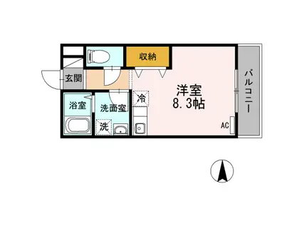 オリーヴァ花畑(ワンルーム/1階)の間取り写真