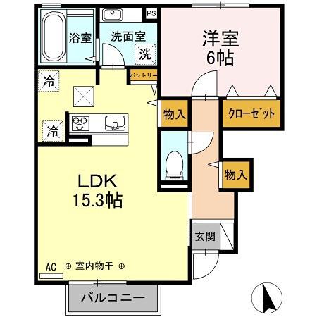 ダイヤモンドミスト(1LDK/1階)の間取り写真