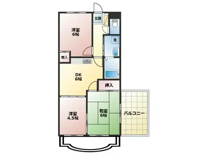 ジャルジョイハイツ(2LDK/3階)の間取り写真