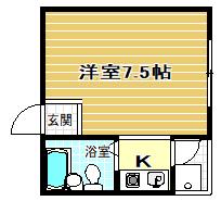 メゾン白鳥パ-トⅢ(ワンルーム/2階)の間取り写真